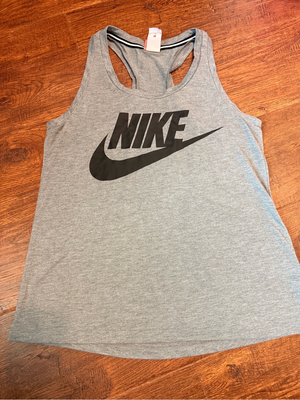 Nike Women’s Tank Top Size M Gray Black Swoosh Racerback Athletic